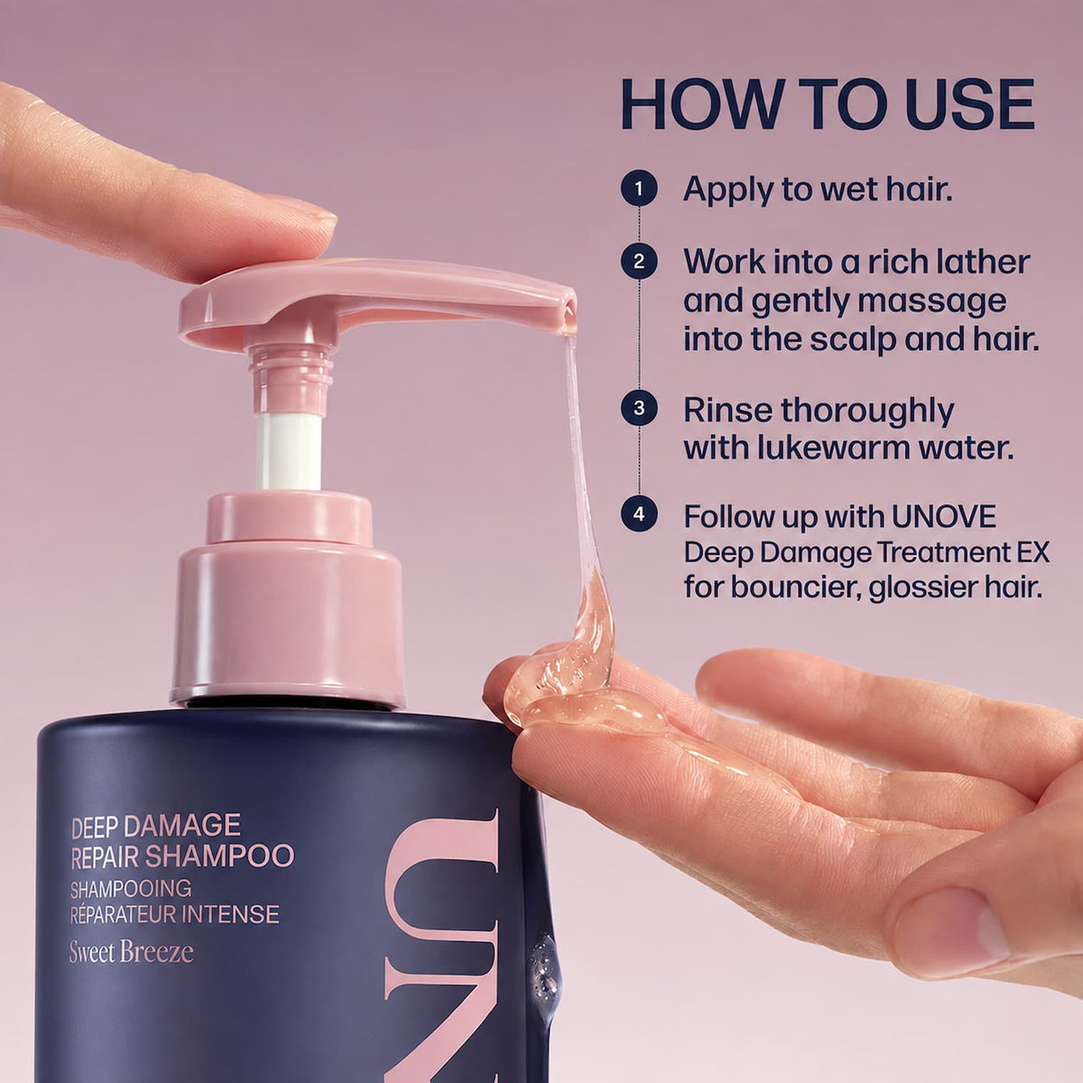 UNOVE Deep Damage Repair Shampoo 500ml - BelluBeauty