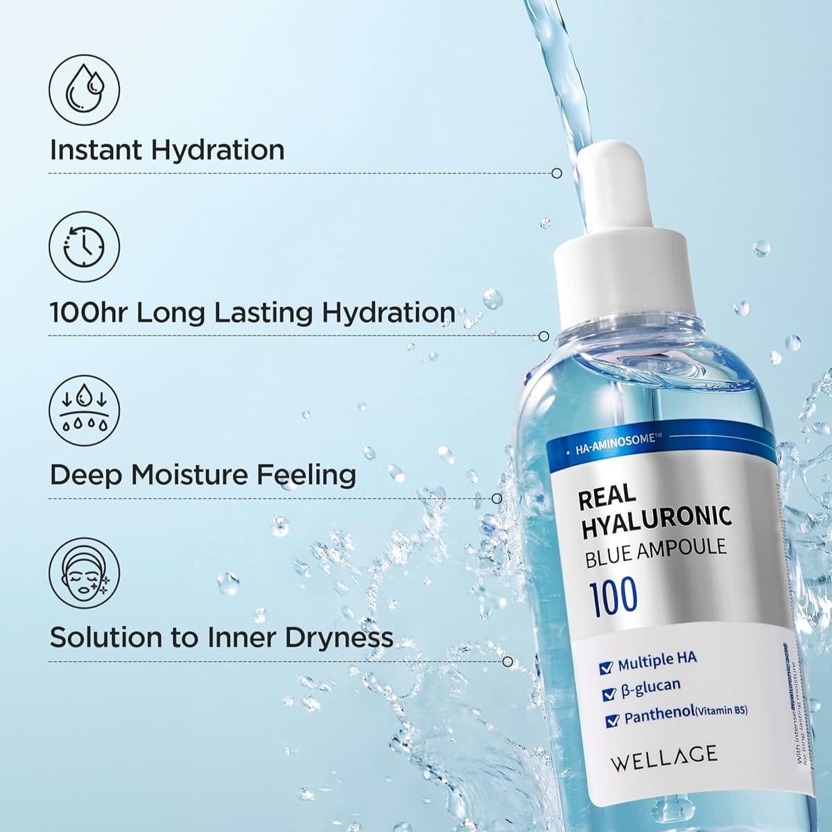 WELLAGE Real Hyaluronic Blue Ampoule 60ml - bellubeauty