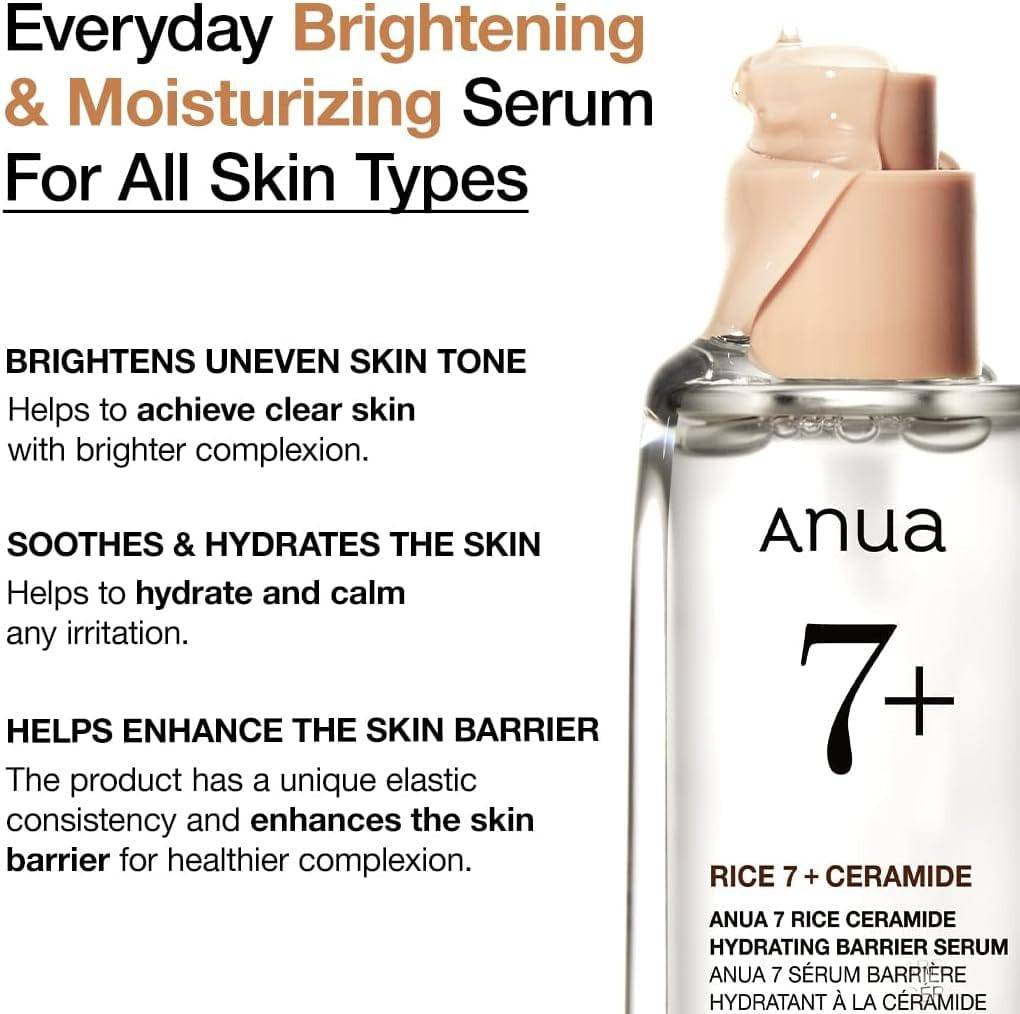 ANUA 7 Rice Ceramide Hydrating Barrier Serum 50ml - BelluBeauty