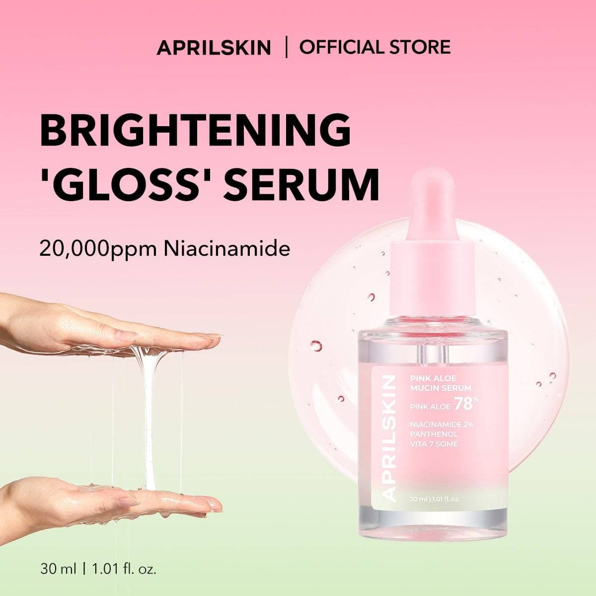 APRILSKIN Pink Aloe Mucin Serum 30ml - bellubeauty