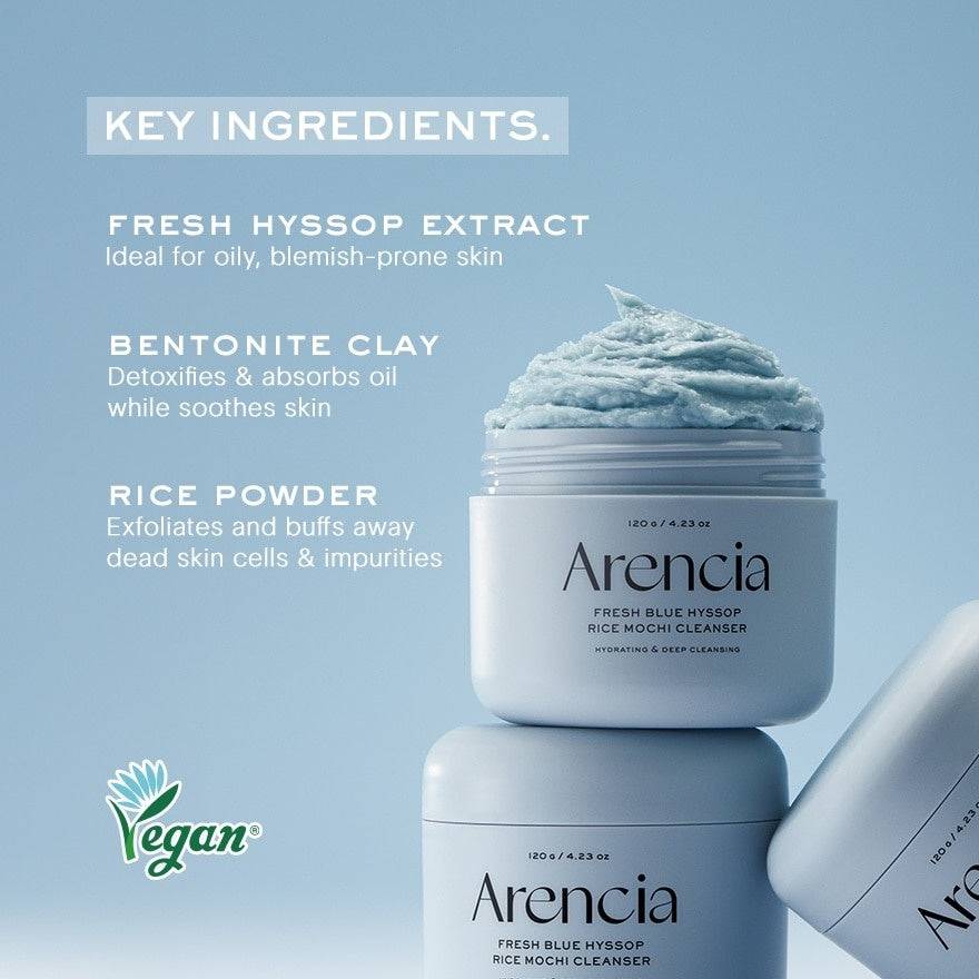 ARENCIA Fresh Blue Hyssop Rice Mochi Cleanser 120g - BelluBeauty