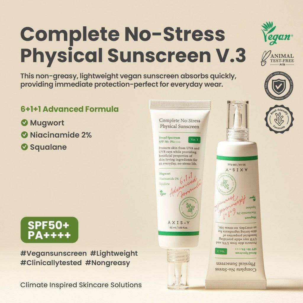 AXIS-Y Complete No-Stress Physical Sunscreen 50ml - bellubeauty
