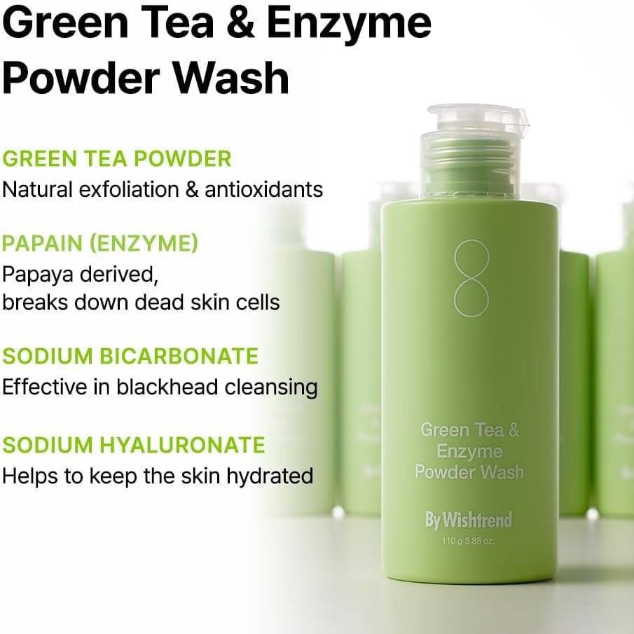 BY WISHTREND Green Tea & Enzyme Powder Wash 110g - bellubeauty