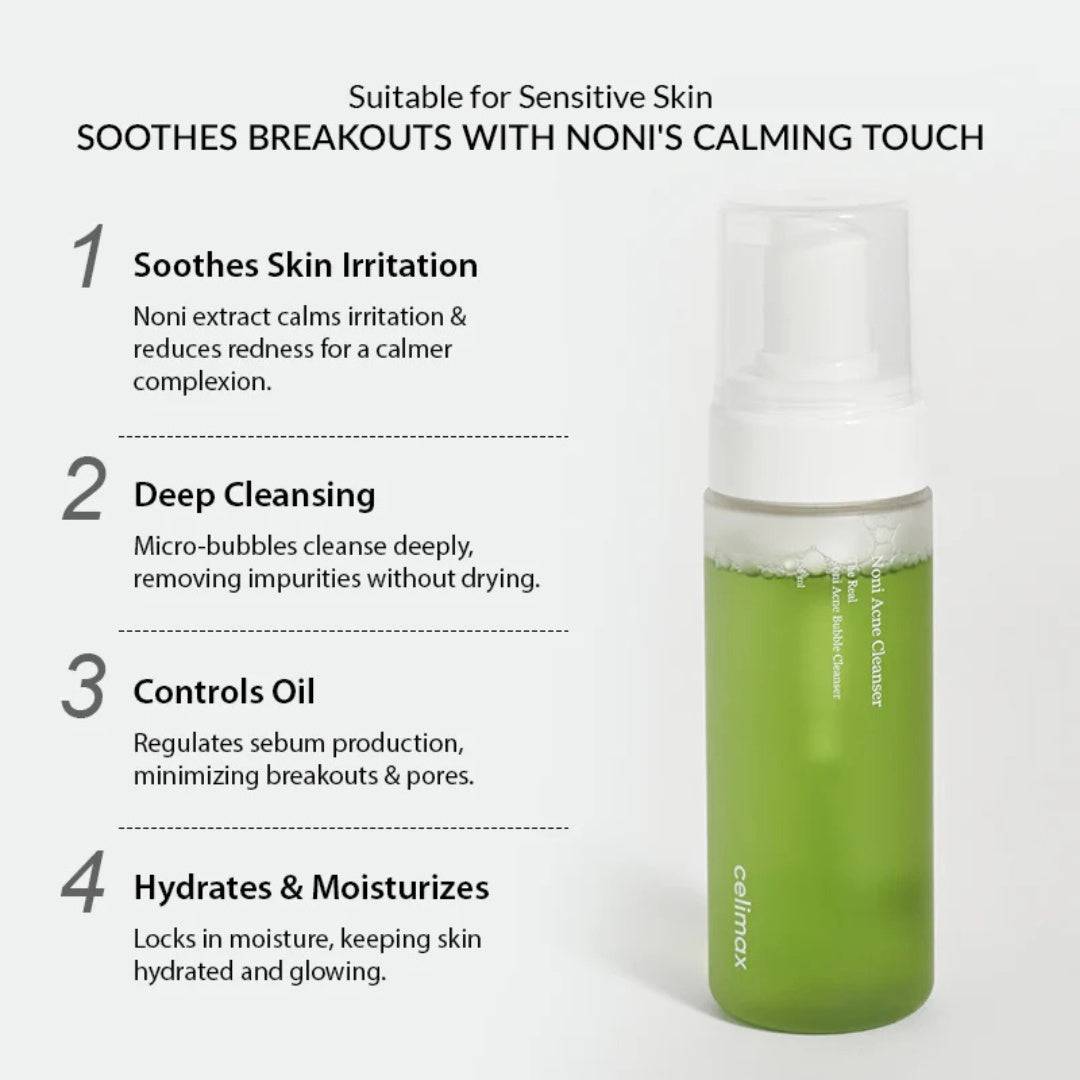 CELIMAX The Real Noni Acne Bubble Cleanser 155ml - bellubeauty