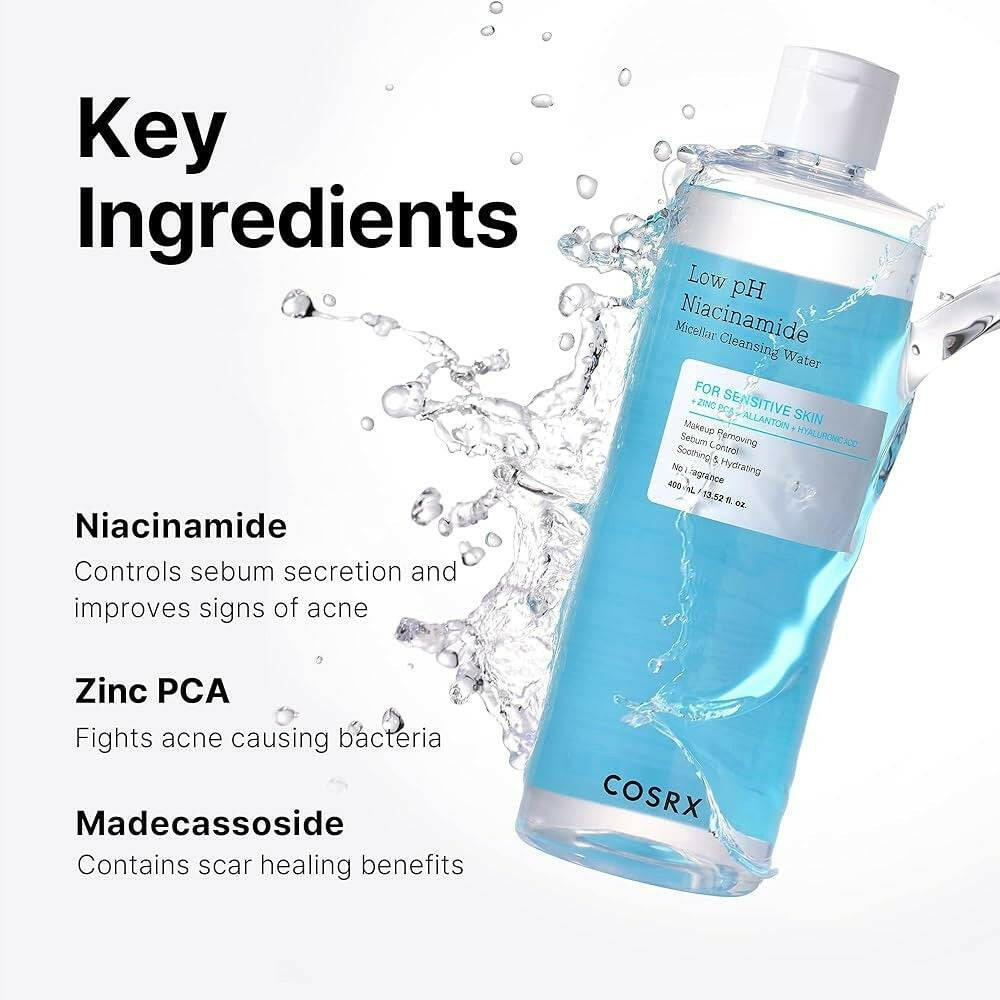 COSRX Low PH Niacinamide Micellar Cleansing Water 400ml - bellubeauty
