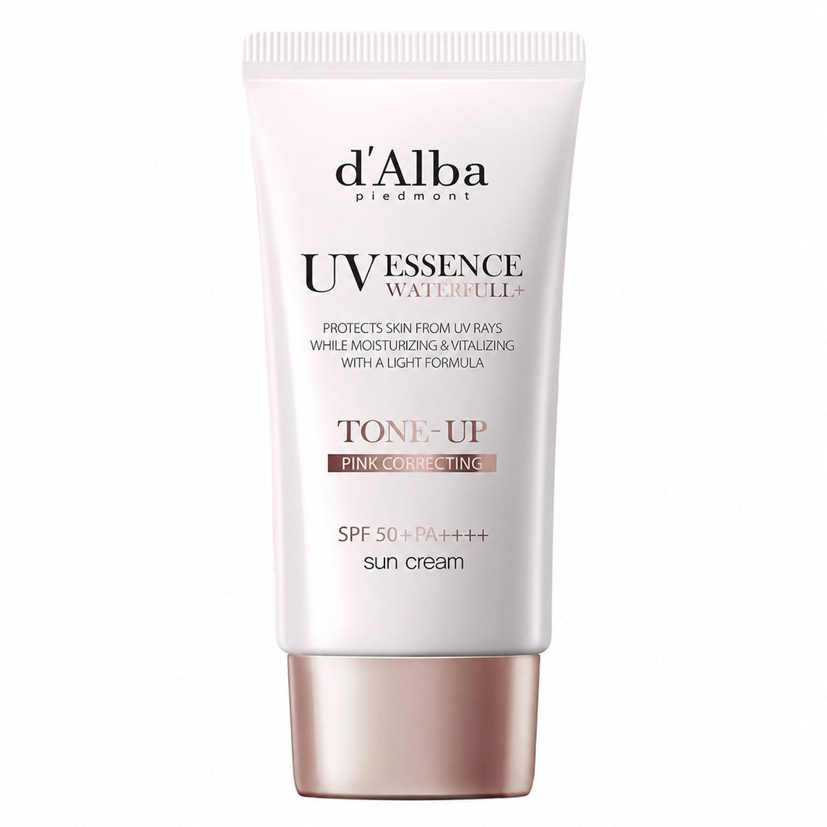 d'alba Piedmont White Truffle Waterfull Pink Tone-up Sun cream on plain white background