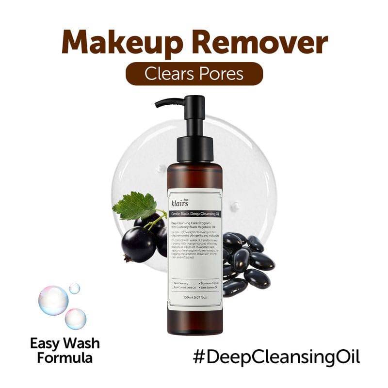 DEAR KLAIRS Gentle Black Deep Cleansing Oil 150ml - bellubeauty