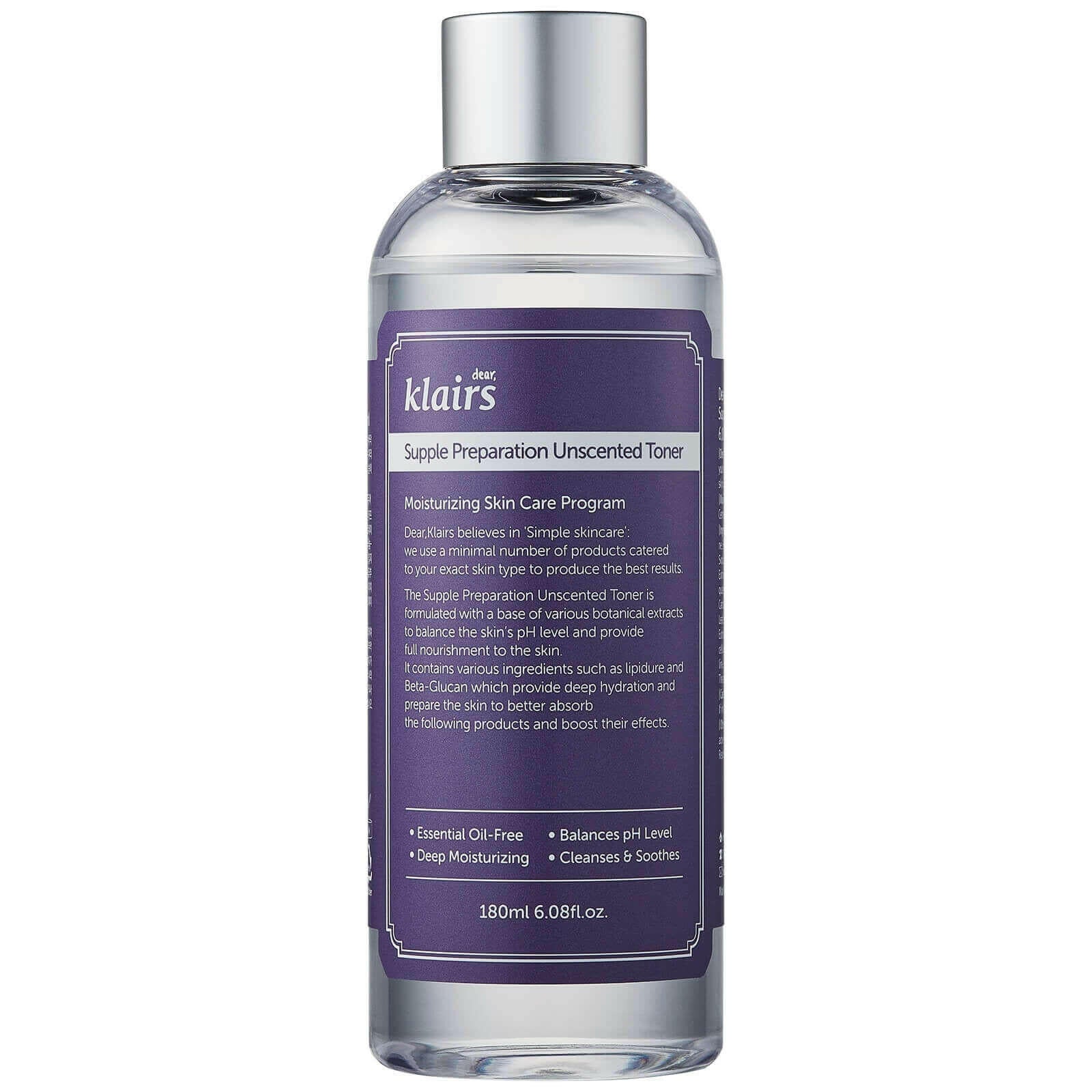 DEAR KLAIRS Supple Preparation Unscented Toner 180ml - bellubeauty.