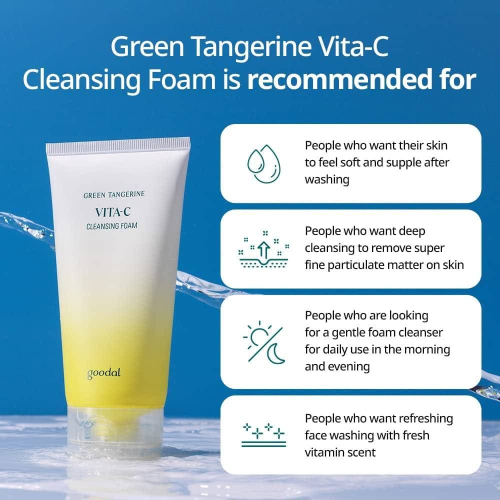 GOODAL Green Tangerine Vita C Cleansing Foam 150ml - BelluBeauty