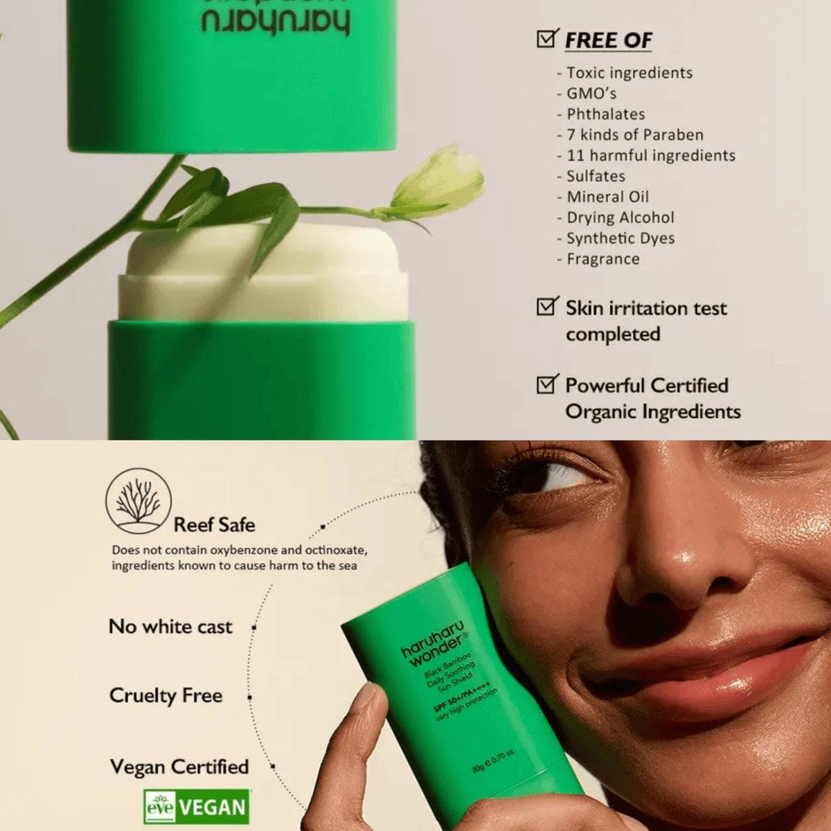 HARUHARU WONDER Black Bamboo Daily Soothing Sun Shield SPF50+ - BelluBeauty