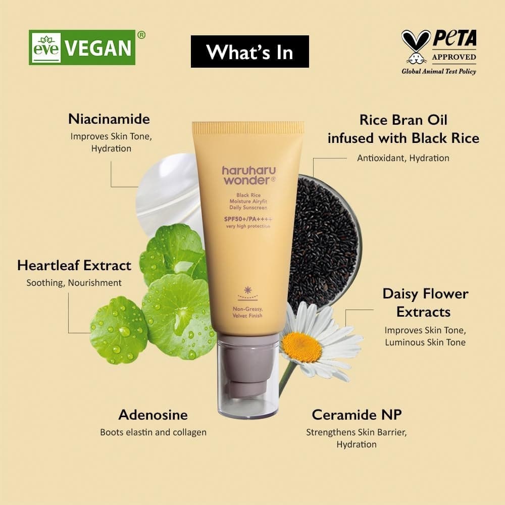 HARUHARU WONDER Black Rice Moisture Airyfit Sunscreen SPF50+ 50ml - BelluBeauty