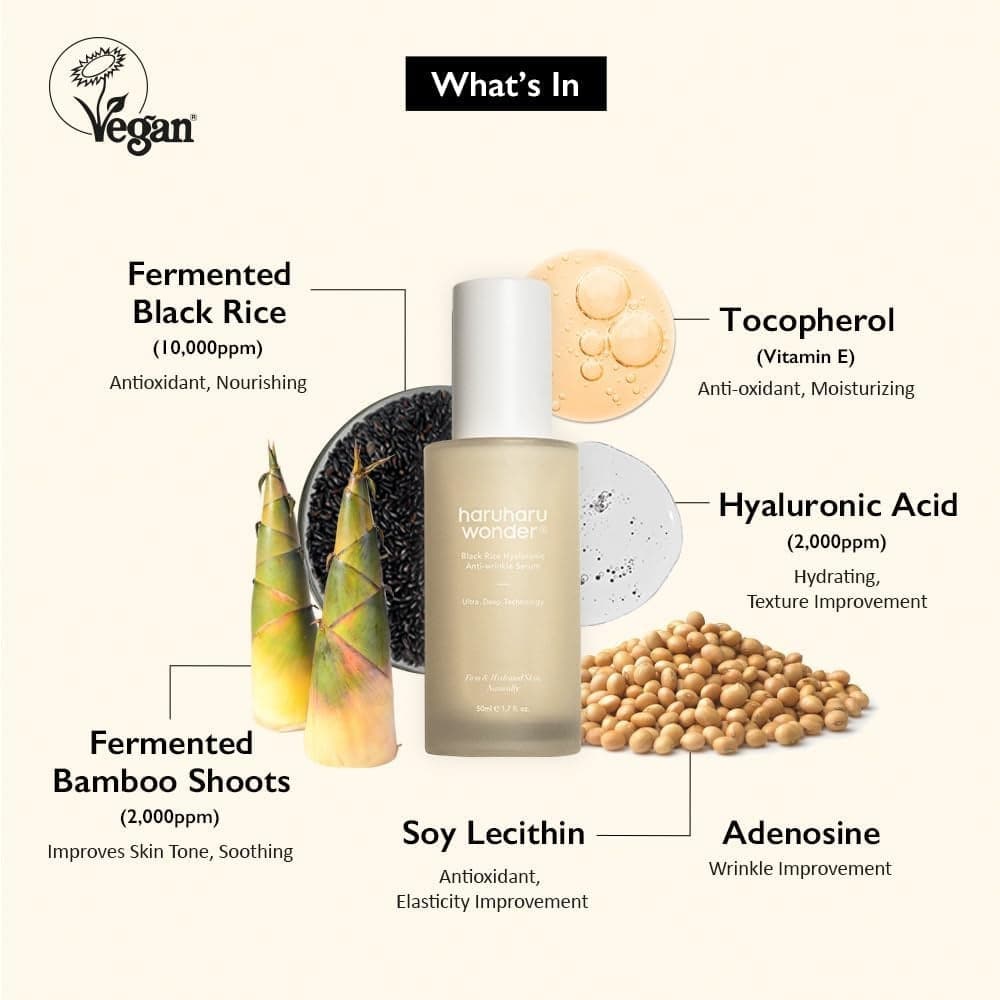 HARUHARU WONDER Black Rice Hyaluronic Anti-Wrinkle Serum 50ml - BelluBeauty