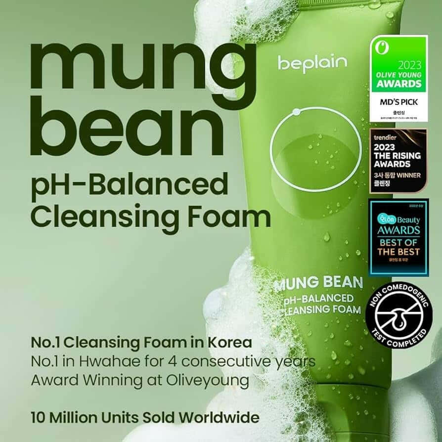 BEPLAIN Mung Bean PH-Balanced Cleansing Foam 80ml - bellubeauty.