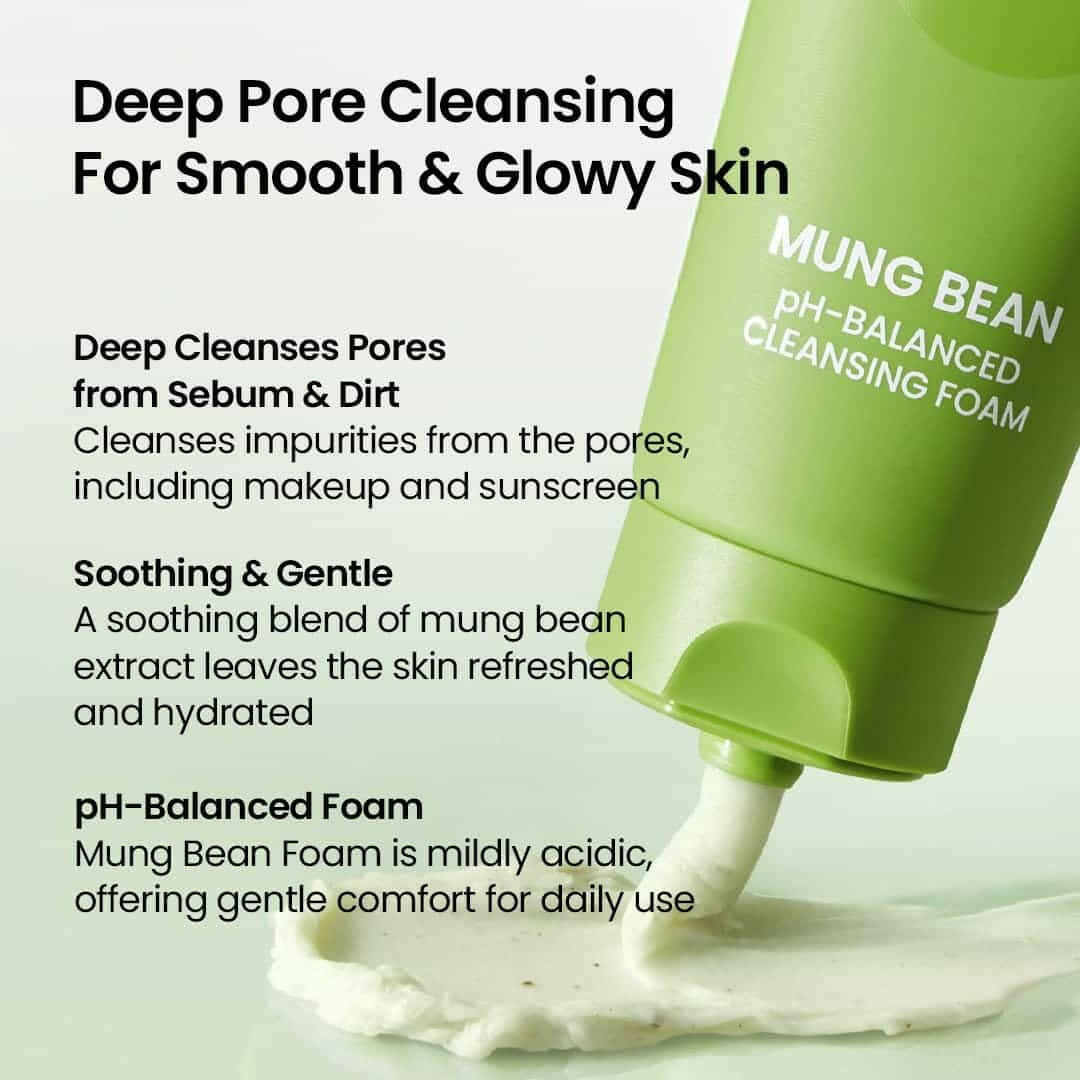BEPLAIN Mung Bean PH-Balanced Cleansing Foam 80ml - bellubeauty.