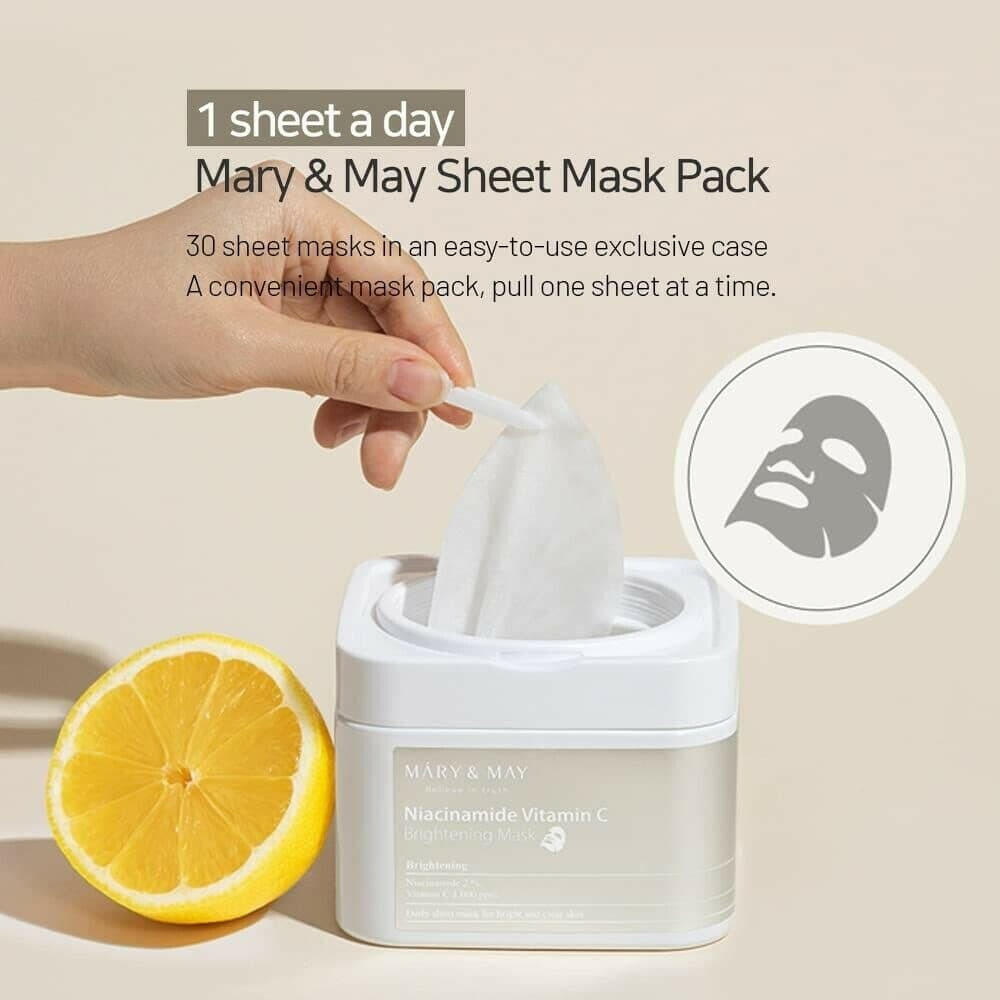 MARY&MAY Niacinamide Vitamin C Brightening Mask 30pcs - bellubeauty.
