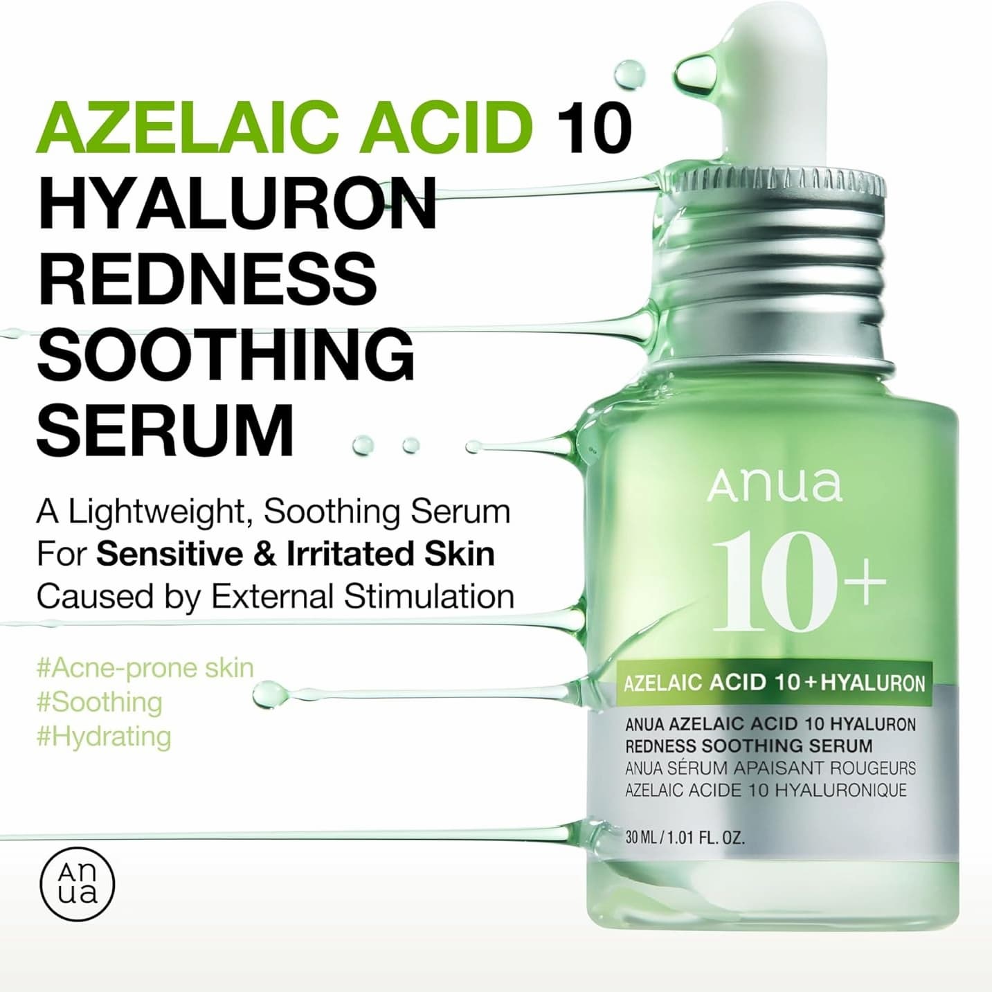 ANUA Azelaic Acid 10 Hyaluron Redness Soothing Serum 30ml