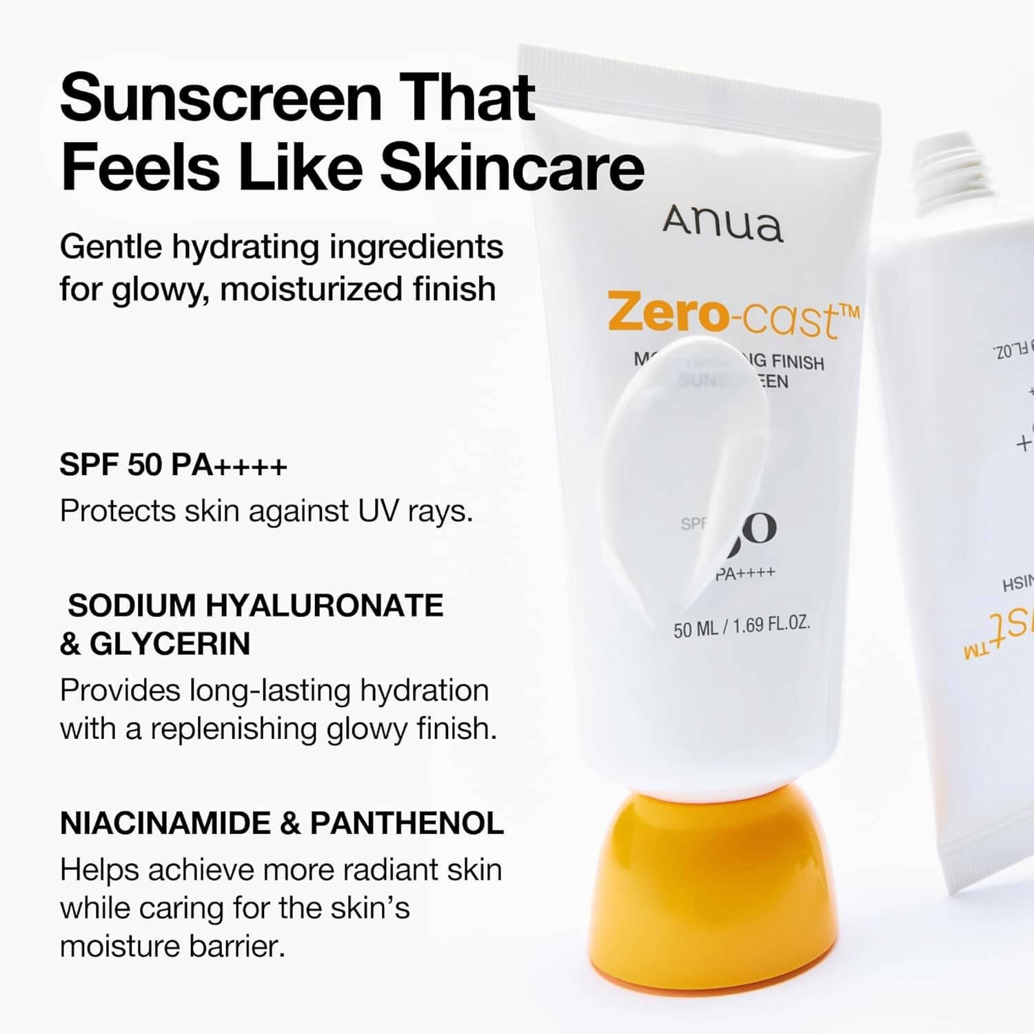 ANUA Zero-Cast Moisturizing Finish Sunscreen 50ml SPF50+ - BelluBeauty
