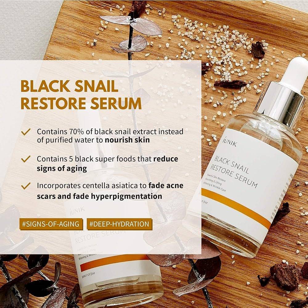 IUNIK Black Snail Restore Serum 50ml - BelluBeauty