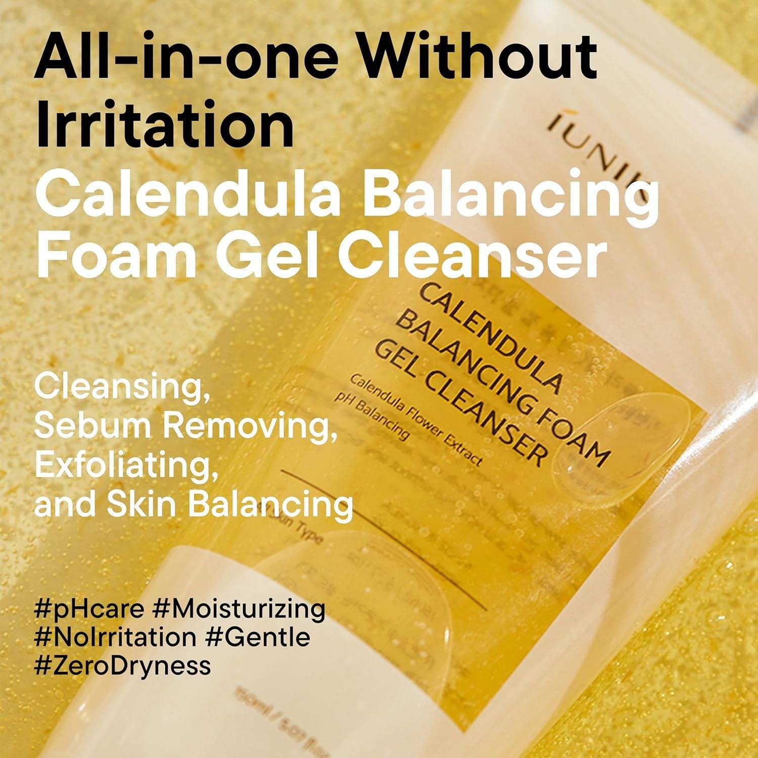 IUNIK Calendula Balancing Foam Gel Cleanser 150ml - BelluBeauty