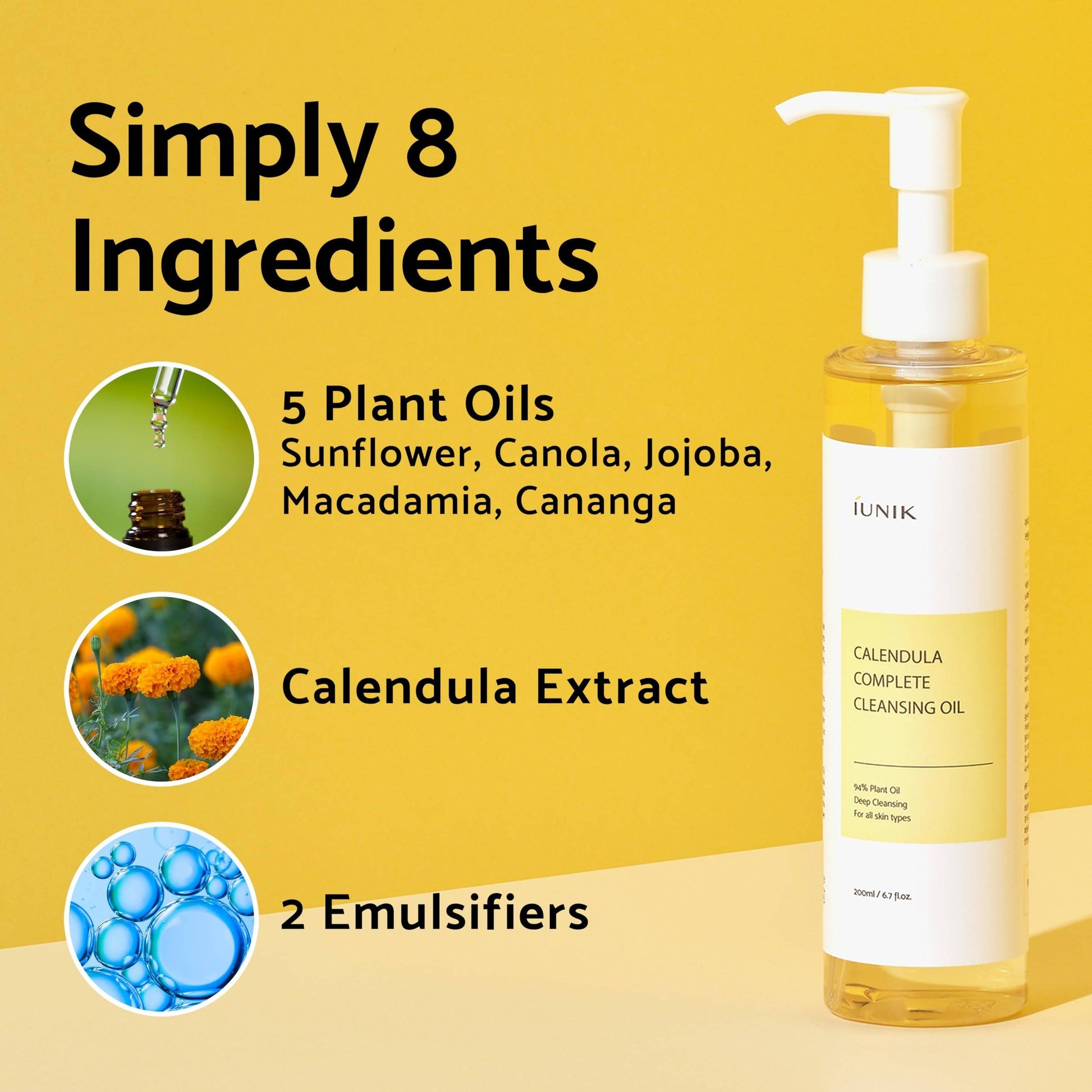 IUNIK Calendula Complete Cleansing Oil 200ml - BelluBeauty