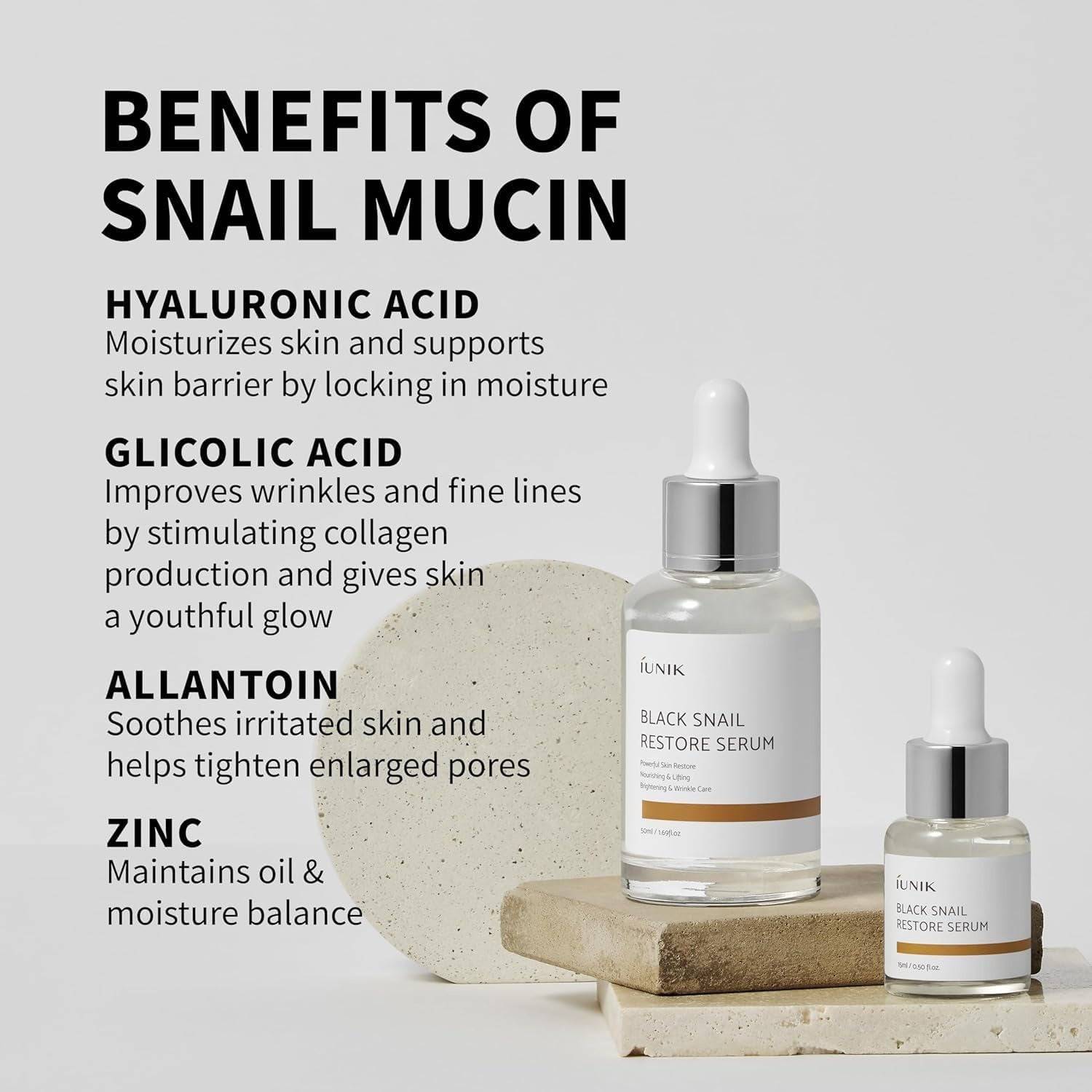 IUNIK Black Snail Restore Serum 50ml - BelluBeauty