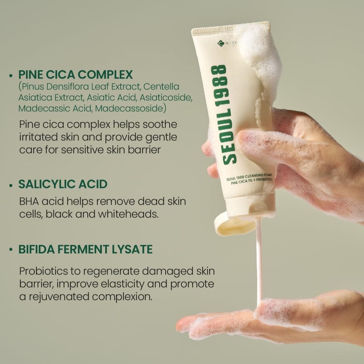 KSECRET Seoul 1988 Cleansing Foam Pine Cica 1% + Probiotics 150ml - BelluBeauty