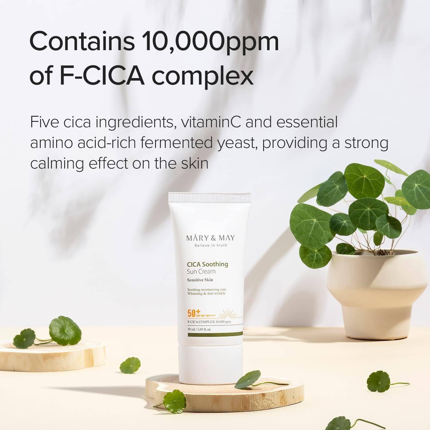 MARY&MAY Cica Soothing Sun Cream 50ml SPF50+ - BelluBeauty