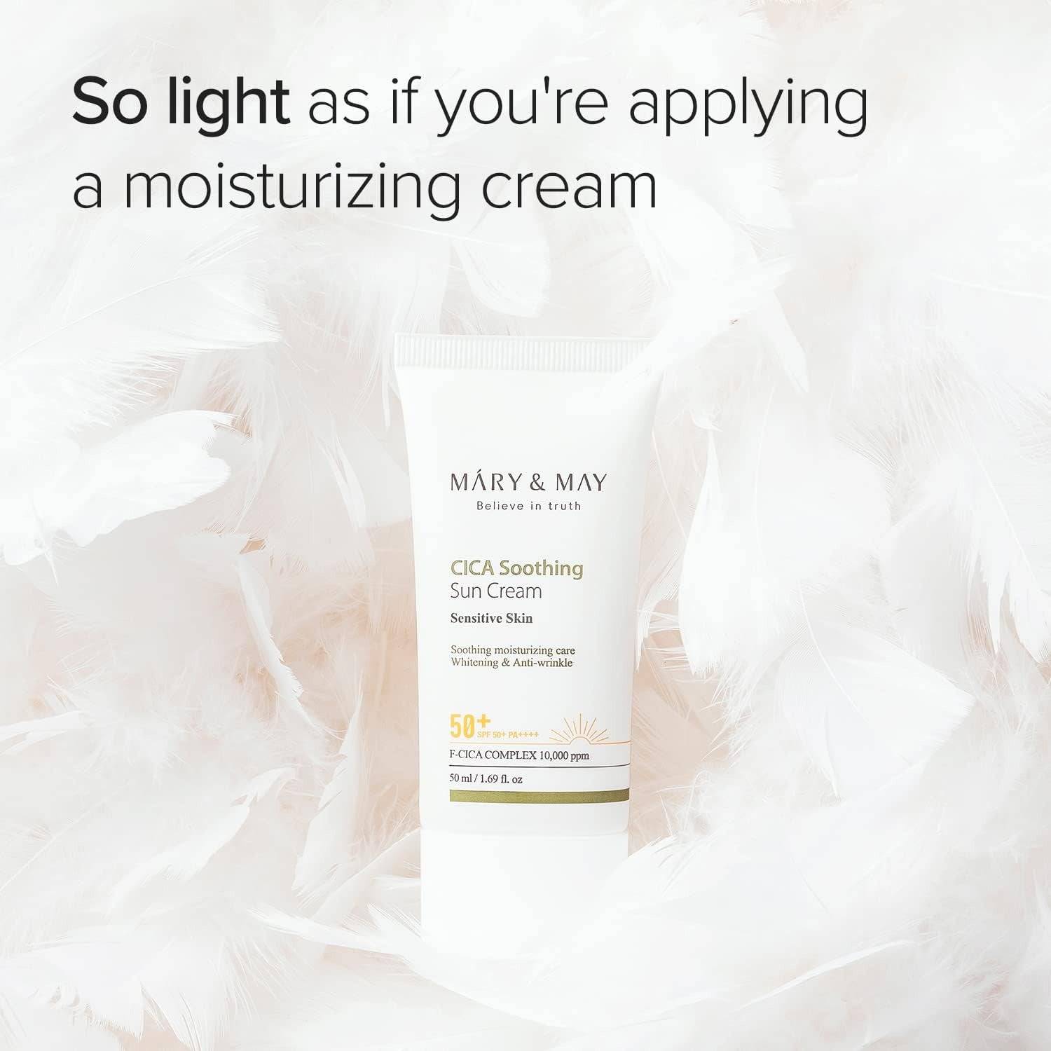 MARY&MAY Cica Soothing Sun Cream 50ml SPF50+ - BelluBeauty