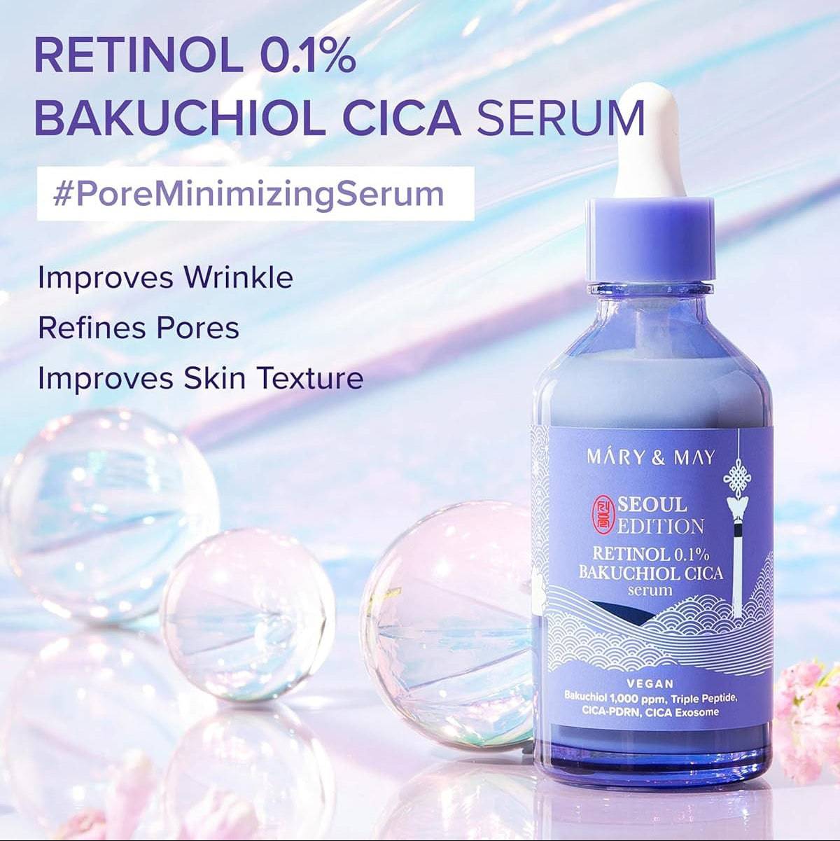 MARY&MAY Retinol 0.1% Bakuchiol Cica Serum 80ml - BelluBeauty