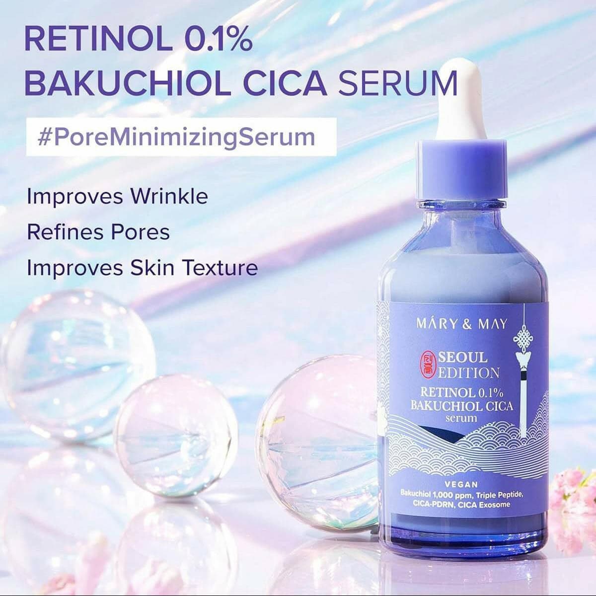 MARY&MAY Retinol 0.1% Bakuchiol Cica Serum 80ml - bellubeauty