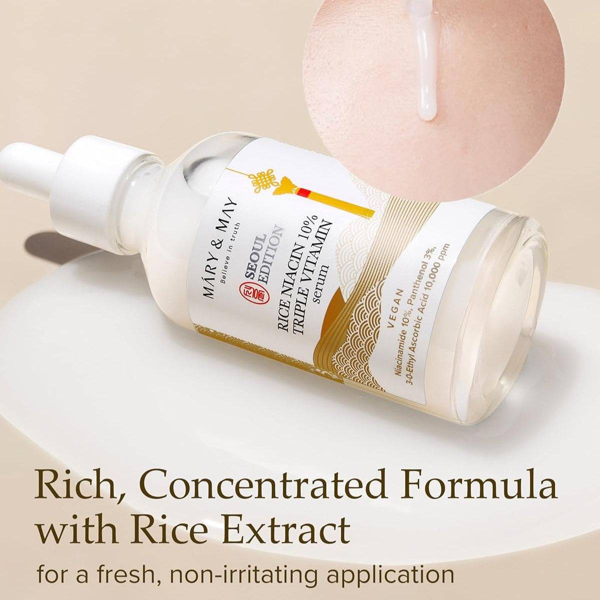 MARY&MAY Rice Niacin 10% Triple Vitamin Serum 80ml - BelluBeauty