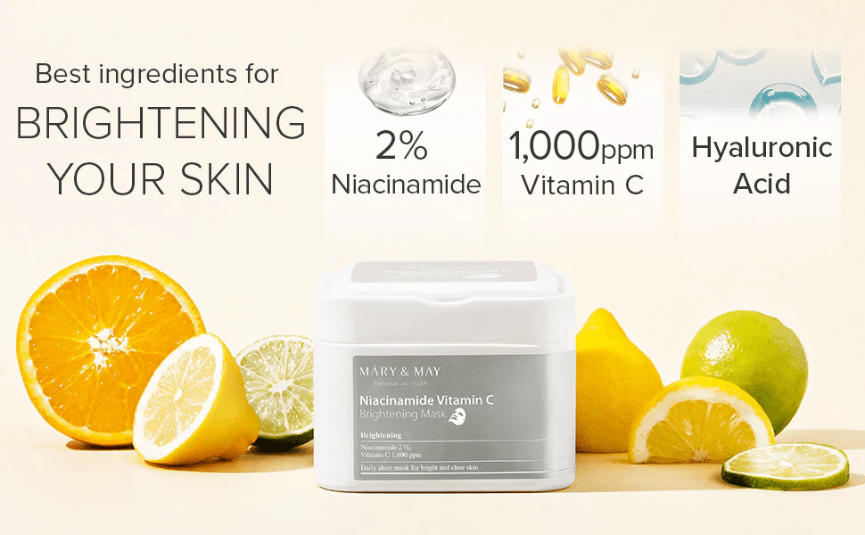 MARY&MAY Niacinamide Vitamin C Brightening Mask 30pcs - bellubeauty