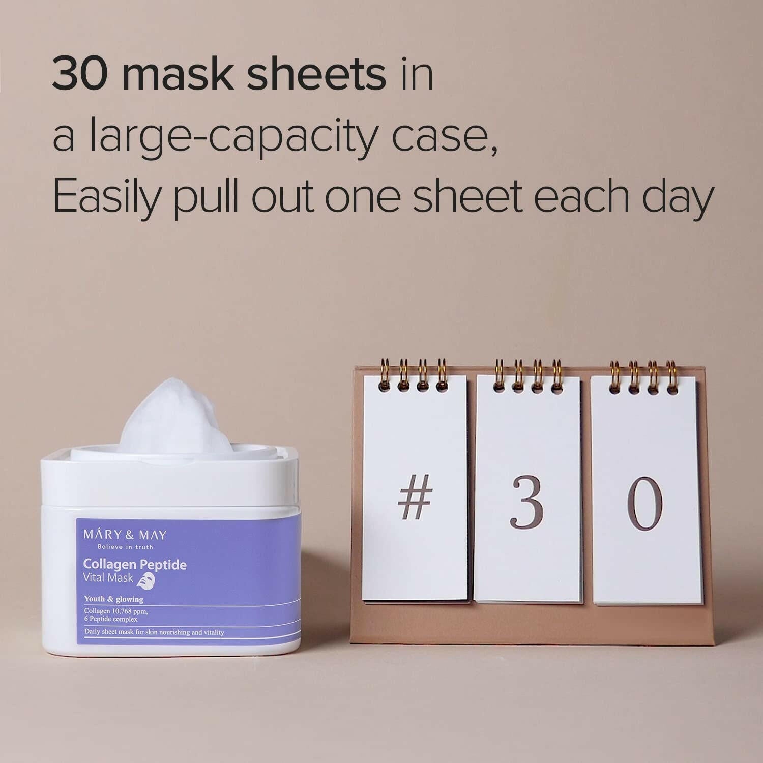 MARY&MAY Collagen Peptide Vital Mask 30pcs - bellubeauty