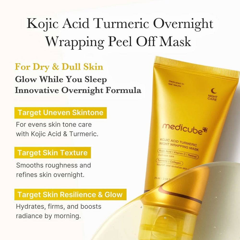 MEDICUBE Kojic Acid Tumeric Night Wrapping Mask 75ml - BelluBeauty
