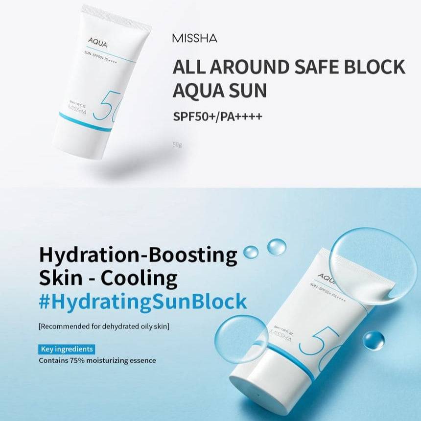MISSHA All-Around Safe Block Aqua Sun Gel 50ml SPF50+ - BelluBeauty