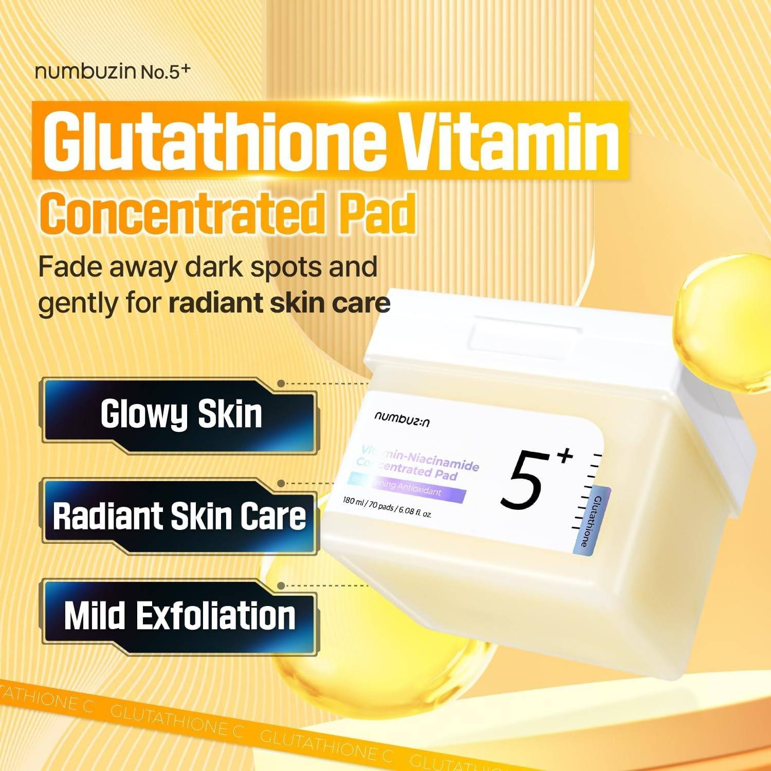 NUMBUZIN No.5 Glutathione Vitamin Concentrated Pad 70pcs - BelluBeauty