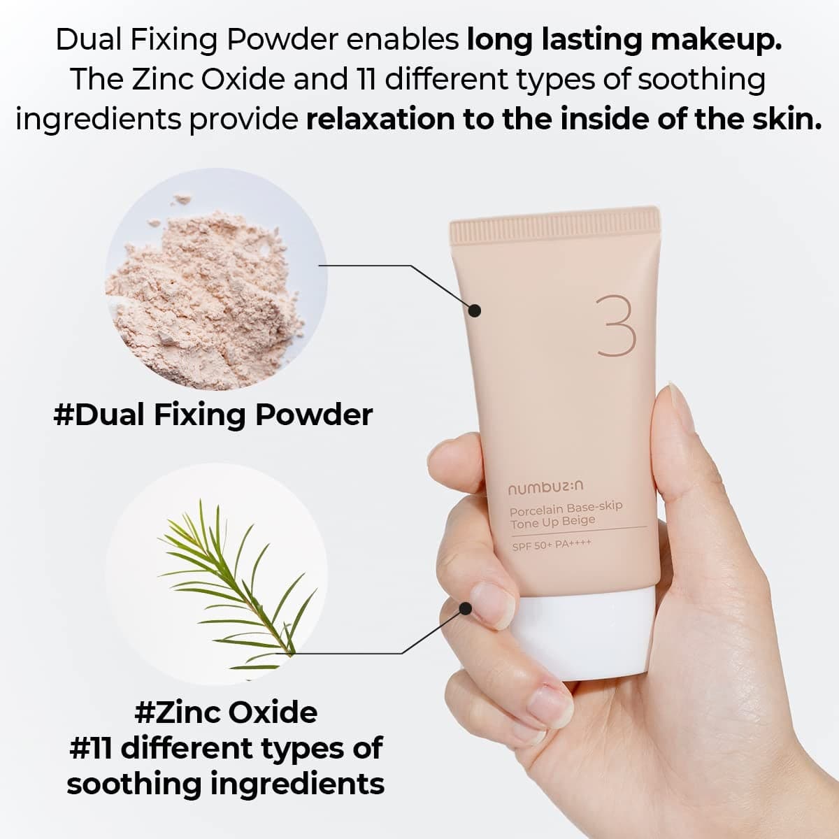 NUMBUZIN No.3 Porcelain Base-Skip Tone Up Beige 50ml SPF50+ - BelluBeauty