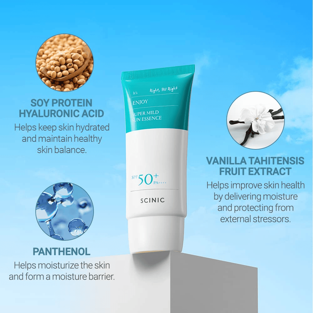 SCINIC Enjoy Super Mild Sun Essence 50ml SPF50+ - bellubeauty