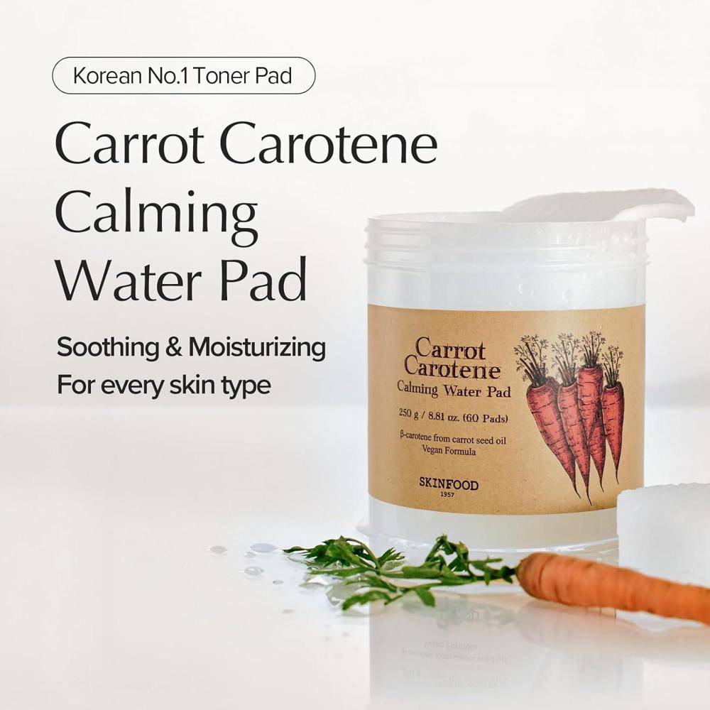 SKINFOOD Carrot Carotene Calming Water Pad 60pcs - BelluBeauty