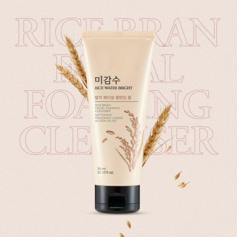 THE FACE SHOP Rice Water Bright Rice Bran Facial Foaming Cleanser 150ml - bellubeauty