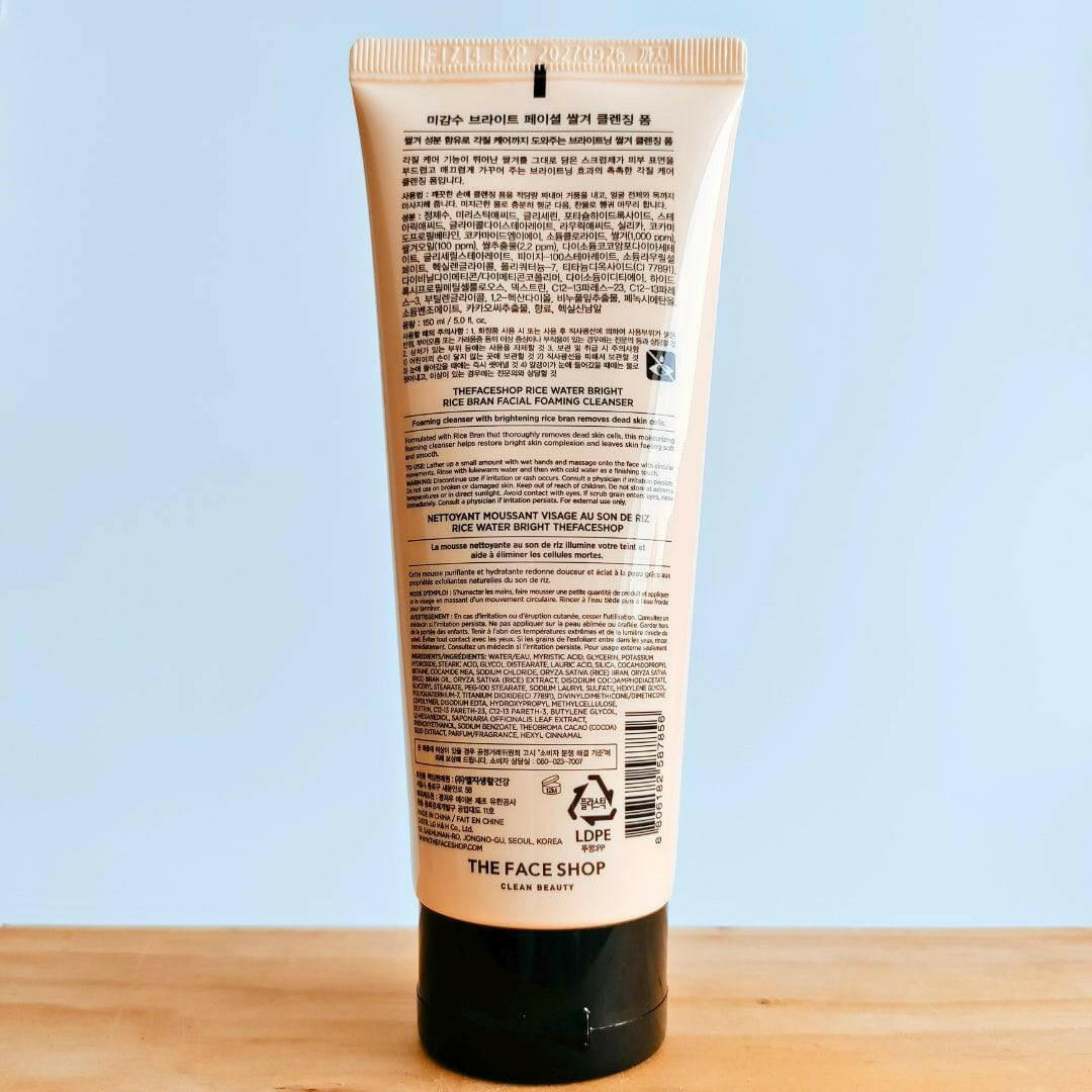 THE FACE SHOP Rice Water Bright Rice Bran Facial Foaming Cleanser 150ml - bellubeauty