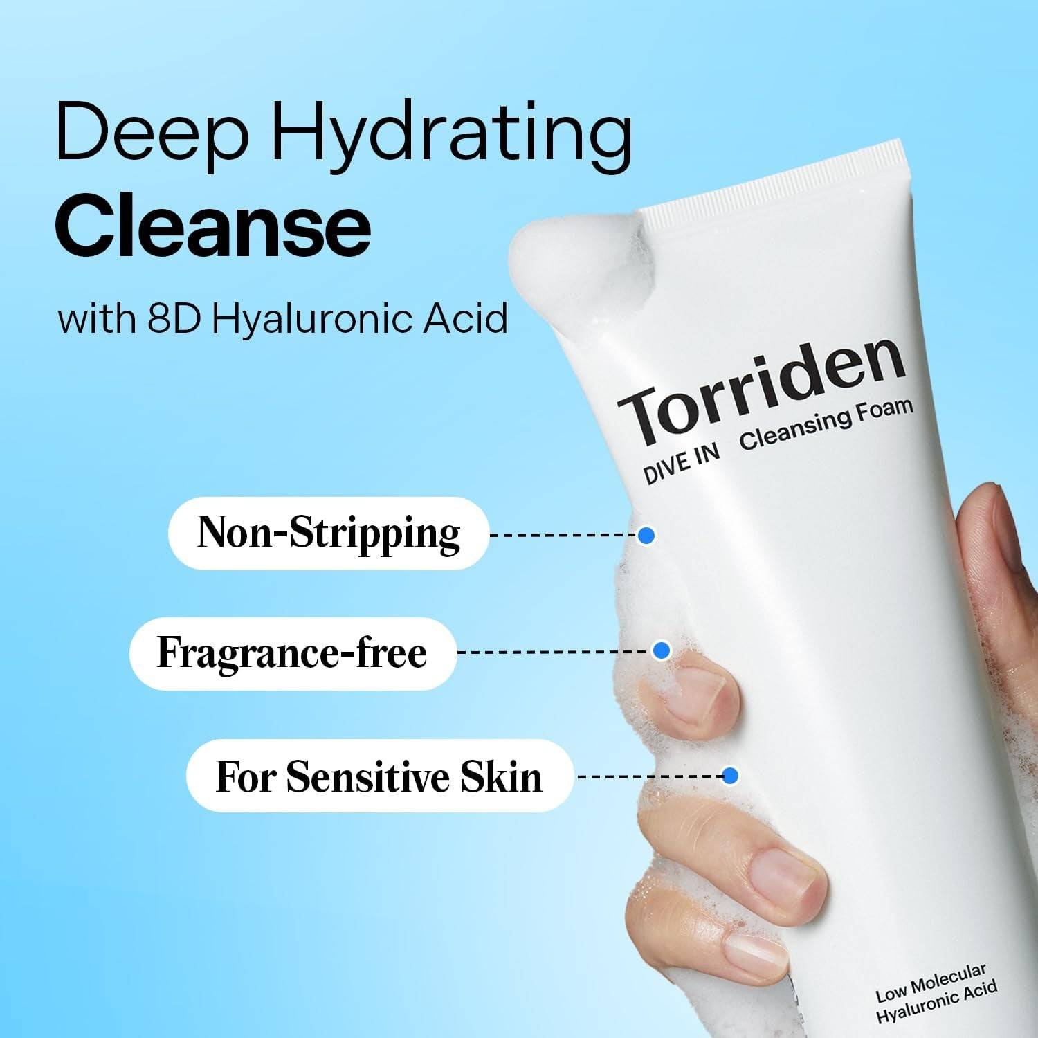 TORRIDEN Dive-In Low Molecular Hyaluronic Acid Cleansing Foam 150ml - bellubeauty