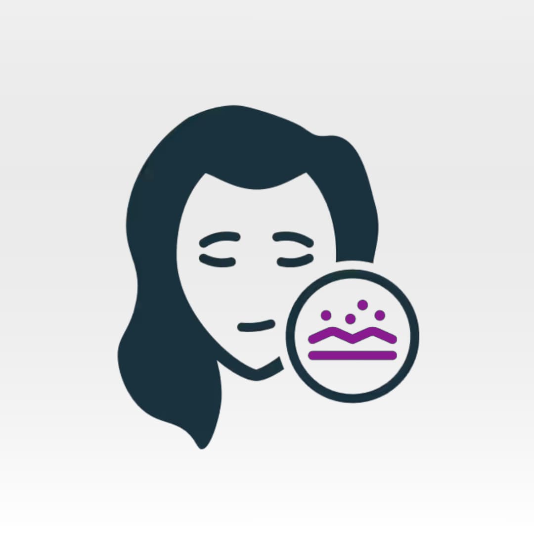 Icon of a woman's face showing skin texture