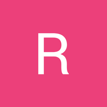 White letter 'R' on a pink background